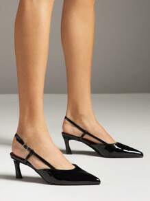 SHUZIA 女士经典细高跟鞋尖头漆皮高跟鞋