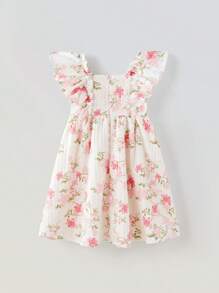 Maija Kids Maija Kids Vestido de manga corta holgado y casual con estampado floral para niña joven