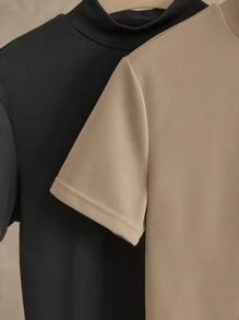 Manfinity NXTstreet 2件装男士针织休闲高领短袖T恤 - 黑色 - 查看 7