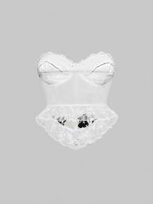 ROMWE Kawaii Floral Embroidery Sweet Cute Crop Top - White - View 2