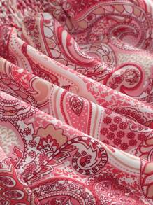 Elamini 佩斯利印花阔腿短裤，休闲海滩度假装 - 彩色 - 查看 4