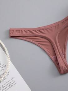 7pcs/Pack Seamless Low-Waist Comfortable Versatile Thong Panty Set - Multicolor - View 3