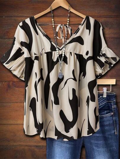 SHEIN LUNE Ladies' Woven Casual Vacation Summer Shirts