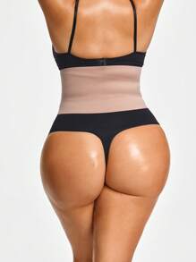 SHAPORA 2件套女士加大码前开合无缝腰部紧身胸衣 - 杏色 - 查看 2