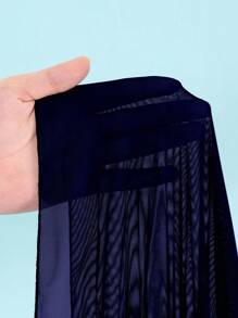 Swim Lushoire Women's Sexy Vacation Casual Party Beach Solid Black Wireless Textured Fabric One-Piece Swimsuit For Summer - Navy Blue - View 5