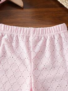 女婴吊带上衣和长裤套装，秋季/春季 - 粉色 - 查看 3