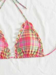 Swim Mod 1pc Women's Swimwear Random Print Triangle Halter Bikini Top For Summer Beach Vacation - Multicolor - View 5