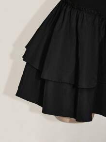 SHEIN ICON Icon Plus Size 女式无袖方领双层蛋糕裙，适合毕业季、返校季和暑假