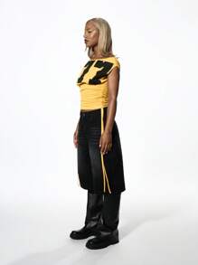 SUMWON WOMEN Off Shoulder Style Crop Top Wear Varsity Squad Dance Team Festival Fashion Streetwear Urban Aesthetic Fall