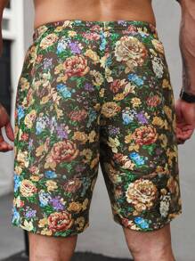 Manfinity Homme Pantaloni scurți casual pentru bărbați cu model floral, multicolori, pentru ținute de vară în aer liber - Multicolor - Vizualizare 2