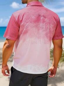 Manfinity Homme Camisa casual de manga corta con estampado geométrico para hombre de talla grande, para el verano