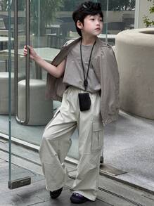 DAZY Tween Boys' Cargo Pants For Fall , Back To School Clothes - Grey - View 4