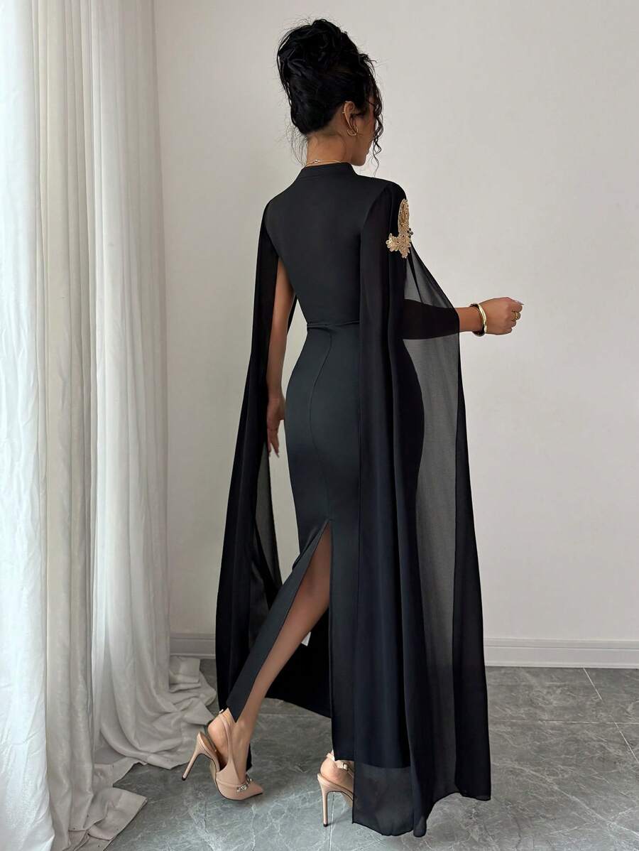 Elenzga Rochie de damă cu mânecă lungă, brodată, cu decolteu în V - imagine 2