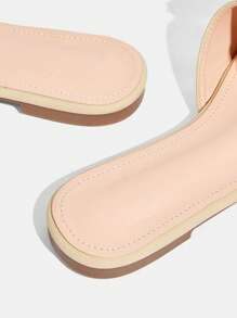 CUCCOO TILAWA Apricot Color Crystal Embellished Flat Sandals, Suitable For Commuting, Dating, Party, Shopping, Vacation And Other Occasions - Apricot - View 11