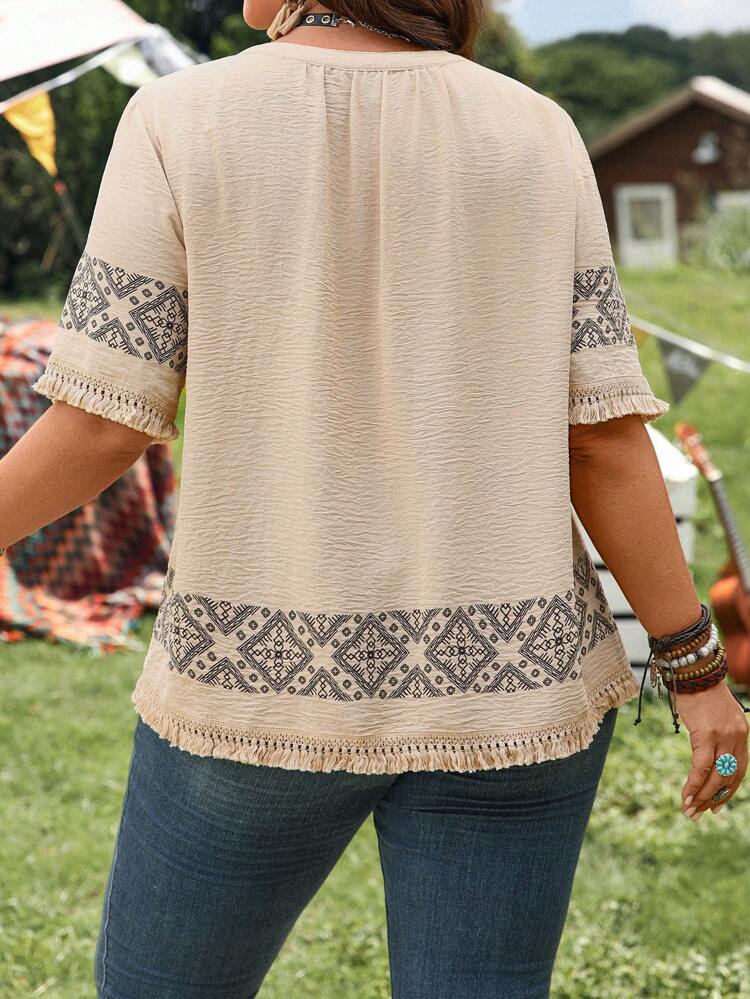 Plus Size Women's Rave Floral Print V Neck Short Sleeve Casual Shirt Women's Summer Shirt Tunic Top,Women Summer Clothes,Beaches For Woman,Vacation,Pride,Country Concert,Boho Clothes Women,Vacays Women,Raves,Brunch For Women,Going Out Tops Women