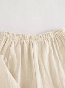 Cozy Pixies 2 pièces/Set Top sans manches à col ras-du-cou avec décoration nœud et pantalon à taille élastique pour bébé fille