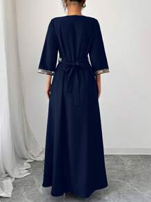 Elenzga Women's Elegant Fringe & Sequin Patchwork Dress