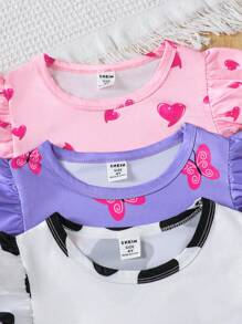 3 件套女童卡通动物印花无袖圆领休闲时尚针织连衣裙，适合夏季