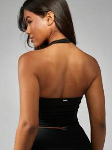 Missguided x Playboy High Performance Athletic Halter Crop Top Mini Skort Set Workout Dance Studio Casual Summer Activity Two Piece Active Wear - Black - View 6