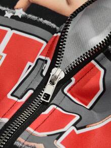 PAVTROS Manfinity Streetrush 1pc Men's Hooded Sweatshirt, Double-Layer Zip-Up Short Boxed Hoodie, Funny Cartoon Angel Print, Patch Embroidery Design, Casual Sportswear Suitable For Daily Wear, Travel, School, Boyfriend/Husband Gift, Couple Matching Zip Up Hoodie Y2k Graphic Zip Up Y2k Men Shirt Graphic Jacket Zip Up - Multicolor - View 6