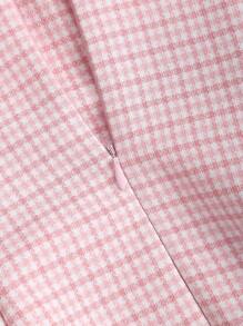 Sweetra Vestido largo elegante de mujer con cuello Mao, sin mangas, decoración de lazo y estampado a cuadros para uso diario