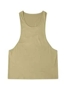 Manfinity Dauomo Camiseta de tirantes minimalista de unicolor para hombres, para uso diario