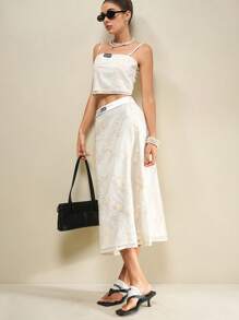 SHEIN Unity Women Embroidery Mesh Patchwork Camisole Top, Elegant Ladies Summer Clothing - Multicolor - View 6