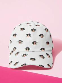 THE POWERPUFF GIRLS X SHEIN Women's Adjustable Baseball Cap With Buttercup Pattern - White - View 1