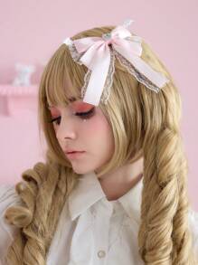 ROMWE Kawaii 1 件 Underground Subculture 蕾丝边、蝴蝶结装饰、魔鬼十字发夹、暗黑风格发夹