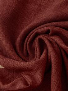 SHEIN Clasi 女式休闲蓝色不对称荷叶边盖袖衬衫 + 女式休闲蓝色松紧腰侧袋直筒九分裤，春夏 - 亮橙色 - 查看 4