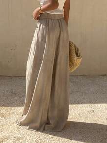 DAZY 扎染宽松度假阔腿裤带口袋，休闲夏季女长裤，教师裤