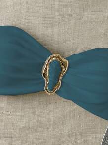 Swim Vcay Springbreak Women's Summer Solid Color Metallic Decor Sexy Bandeau Bikini Top - Dark Green - View 4