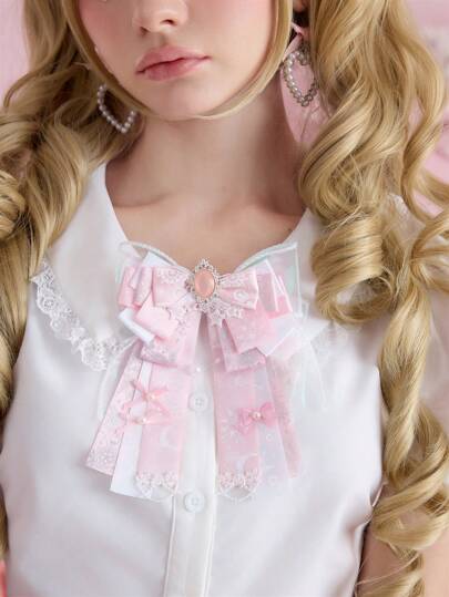 Kawaii 1 Stück rosafarbene Schleife Design Brosche, vielseitiges Schleifenbrosche Accessoire für Damen, Taschendekoration