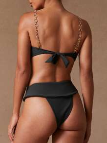 SHEIN Unity 1pc Women's Backless One-Piece Swimsuit, Sexy Beach For Summer - Black - View 2