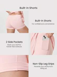GLOWMODE FeatherFit™-Air Peekaboo Everyday Built-In Shorts Pocket Anti-Slip Dress Light Support Low Impact Yoga Studio Spring Dress Summer Quick Dry Moisture Wicking