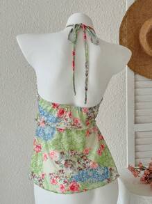 INAWLY Top casual de tirantes sin mangas con estampado floral para vacaciones para mujer - Multicolor - Ver 2