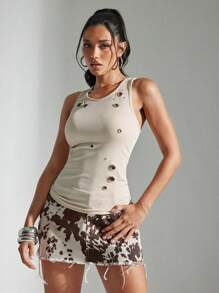 Denimoi O 形环圆领罗纹针织背心