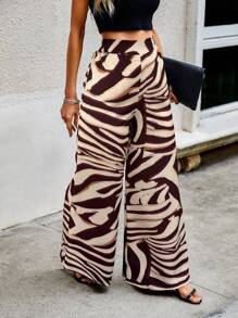 SHEIN PETITE Women's Casual Loose Random Print Pants