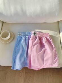 Comfortcana Quần short sọc thường ngày cỡ lớn, phù hợp cho mùa hè - Nhiều màu - Xem 3