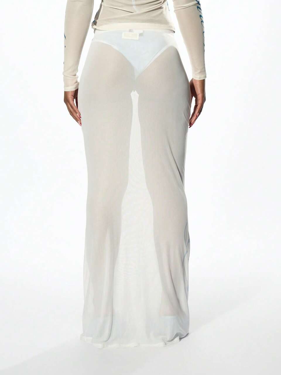 SUMWON WOMEN Eleganter Maxirock aus transparentem Netzstoff