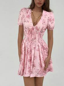 Aloruh Váy du lịch mini màu vàng kem dành cho nữ - Hồng - Xem 6