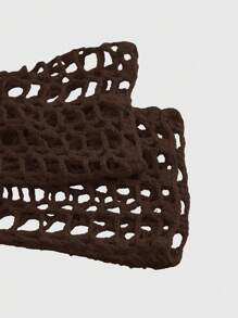 SHEIN MOD Women's Apricot Crochet Beach Vacation Coverup, Off The Shoulder Tops