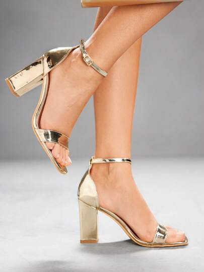 CUCCOO SZL Tacones altos de aguja con correa ajustable y hebilla para mujer - Dorado para Navidad