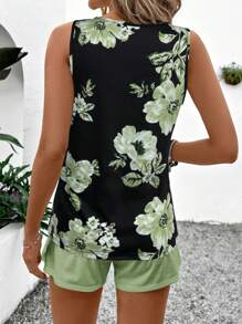 SHEIN LUNE 2pcs/Set Women Sleeveless Round Neck Vest And Short Sleeve Top, Suitable For Summer Suitable For Going Out - Multicolor - View 2