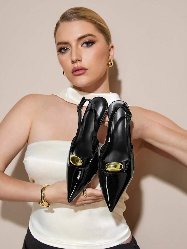 CUCCOO CURVES Fashion Comfortable Low Heel Pointed Toe Wide Fit High Heel Pumps, Suitable For Commute, Date, Party And More Occasions