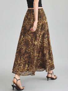 Ontre 2025 女士夏季时尚豹纹长裙，休闲海滩度假裙，适合独立日、圣约翰节、办公室、海滩度假、茶会、派对 - 彩色 - 查看 2