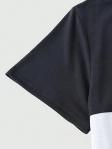 Manfinity Homme Men's Color Block Short Sleeve Round Neck T-Shirt, Fashionable For Summer - Multicolor - View 5