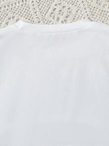 Sparklyn Set de 2 piezas de camiseta corta casual de verano con estampado de letras y vestido de camisola para niña preadolescente - Multicolor - Ver 5