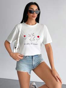 SHEIN Maglietta oversize estiva da donna con dettagli in decorazione