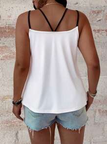 EMERY ROSE Plus Size Women Dragonfly Print Casual Fashion Camisole - White - View 2